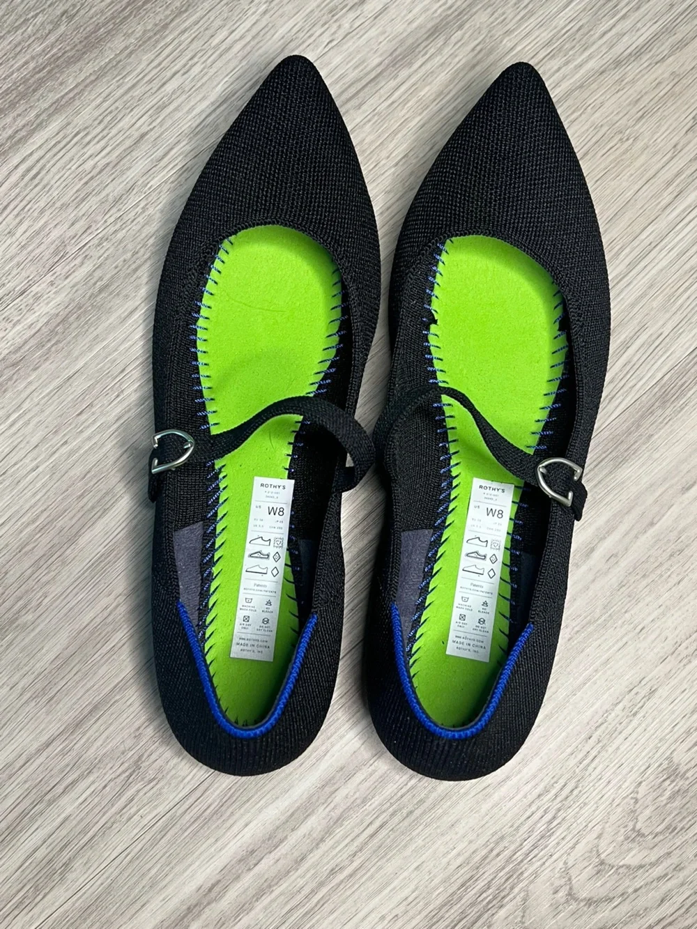 Rothy's The Point Mary Jane Flats Women's Sz 8 Black Career Casual